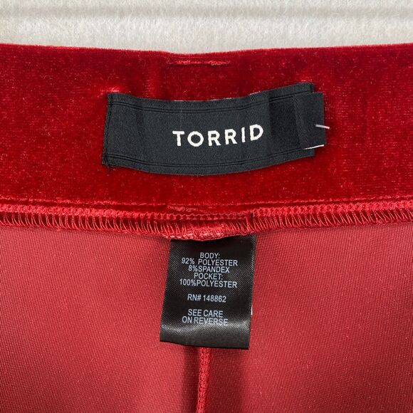 TORRID Pants 18T Plus Velour High Waist Pleated Trouser Tapered Stretch Red - Picture 11 of 16